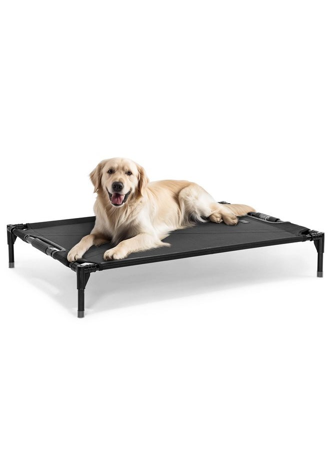 Petsfit Petsfit Cooling Elevated Raised Dog Bed- Outdoor Dog Cot Bed for Large Dogs, Upgraded Adjustable Firmness Pet Bed，Dog Hammock Bed with Durable Breathable Teslin Mesh，Non Slip, Black 48”  - Image 1