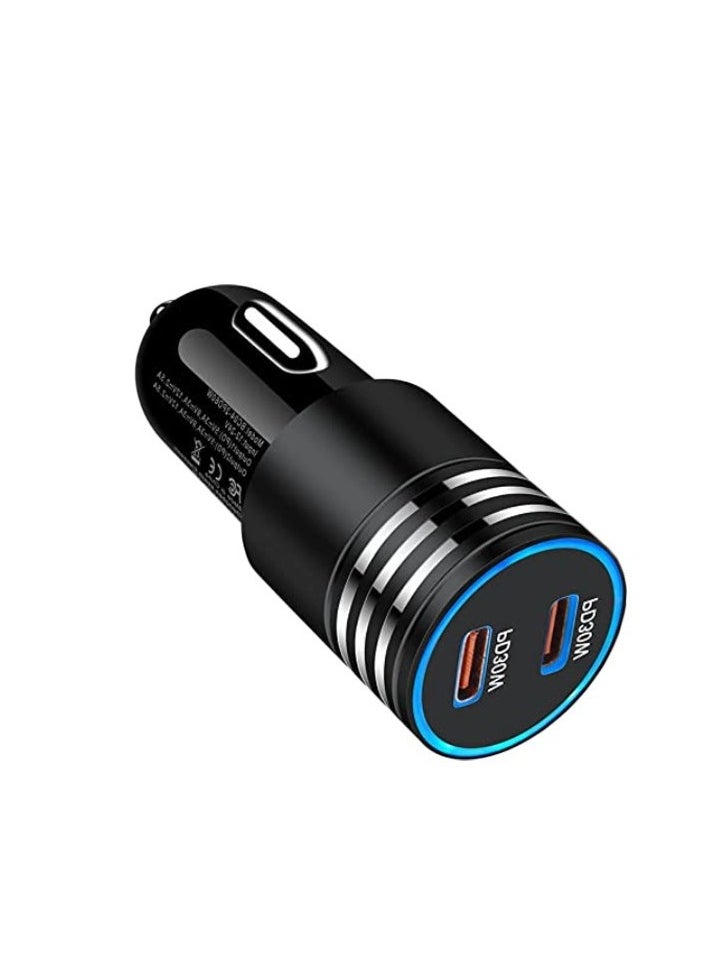 General - 60W USB-C Car Charger: Ultra-Fast Charging for iPhone, Type C Cigarette Lighter Adapter with Dual-Port PD, USBC Plug Cargador Car - Image 1