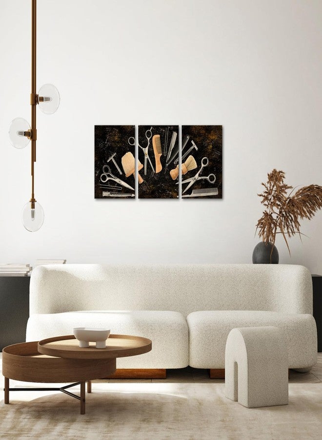 NutArtPic Barber Canvas Wall Art Hair Salon Artwork Painting Prints Vintage Haircut Tools Picture Black Barber Shop Pictures Fashion Beauty Salon Decor for Hair Stylist 12"x16"x3pcs (Black) - Image 4