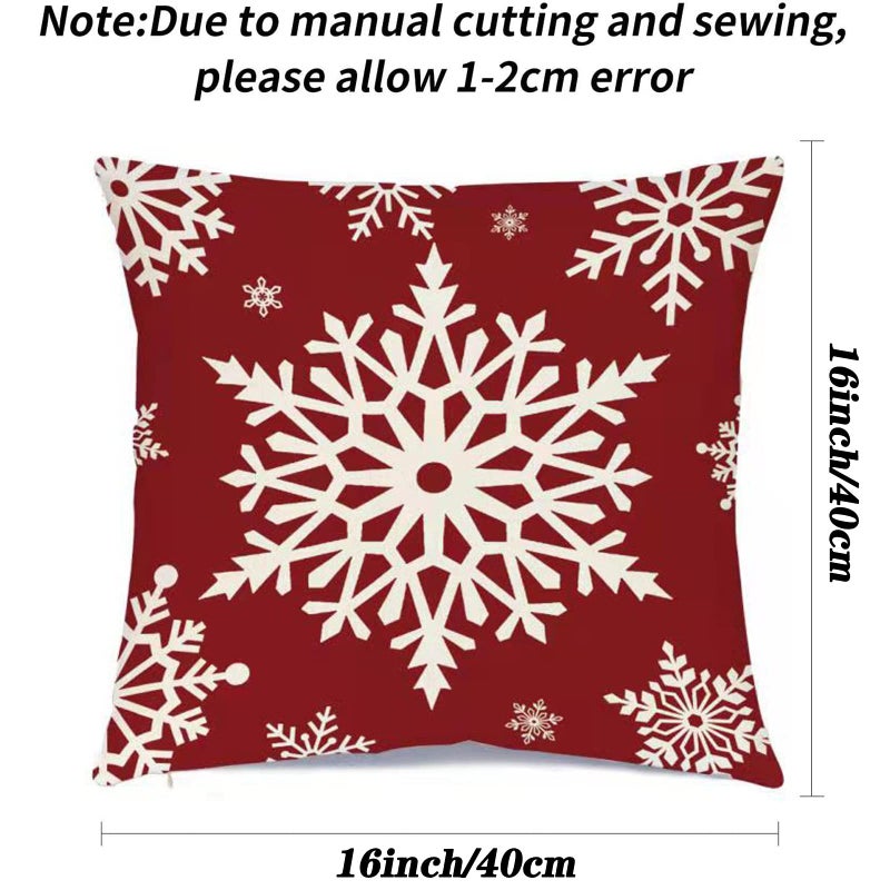 Ueerdand Christmas Decorations Pillow Covers 16 ? 16 Inch Set of 4 Farmhouse Pillow Covers Holiday Rustic Linen Pillow Case for Sofa Couch Christmas Decor Throw Pillow Covers - Image 2