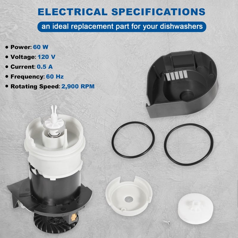 Bonbo 154844301 Motor Kit 154844301 Dishwasher Circulation Pump Motor With O-Rings For Frigidaire Dishwasher  Replace For 154488001 154588701 154594201 154648101 154700101 - Image 4