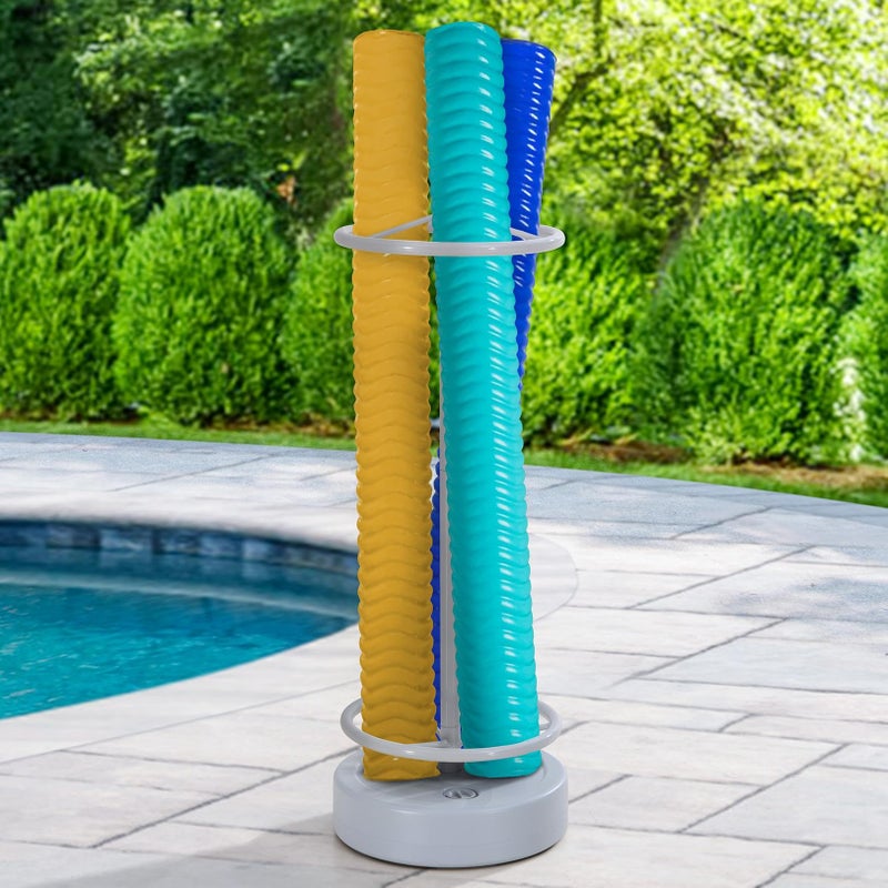 Sunjoy Pool Noodle Storage Rack Extra Large Rust-Proof Aluminum Portable Outdoor Rack with Water Weighted Base for Outdoor Poolâ€¦ - Image 1
