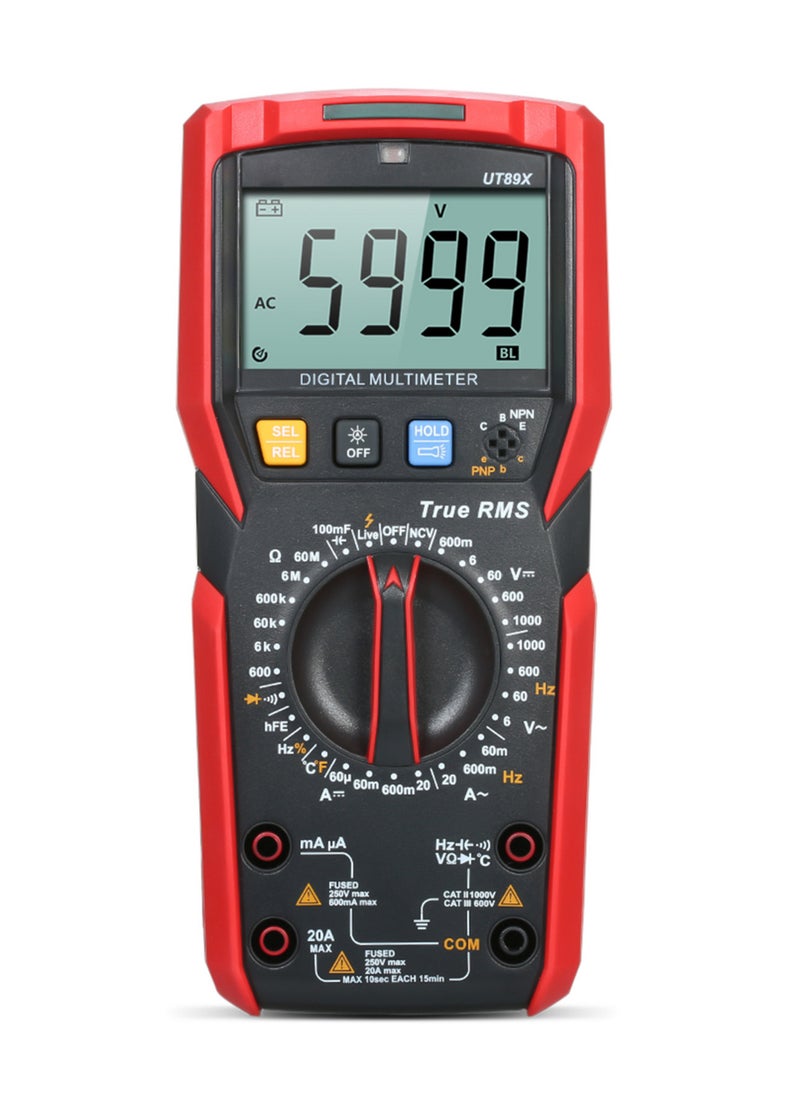UNI-T - UNI-T UT89X Digital Multimeter High Accuracy Handheld Mini Universal Meter 6000 Counts LCD Display True RMS Measure AC/DC Voltage Current Resistance Capacitance Frequency Temperature Diode Tester - Image 1