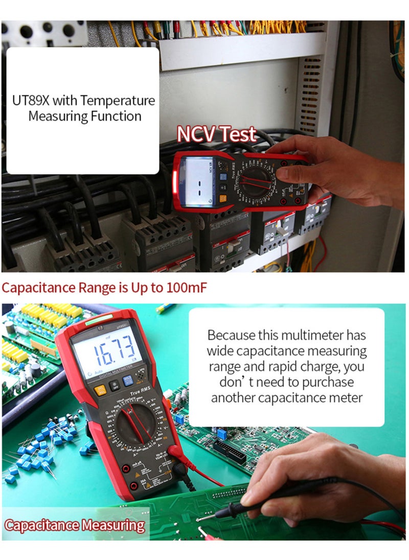 UNI-T - UNI-T UT89X Digital Multimeter High Accuracy Handheld Mini Universal Meter 6000 Counts LCD Display True RMS Measure AC/DC Voltage Current Resistance Capacitance Frequency Temperature Diode Tester - Image 1