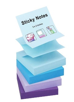 ZCZN ZCZN 400 Sheets Pop-up Sticky Notes, 3 x 3 Inches, 4 Pads Assorted Water Colors Self-Stick Notes, 100 Sheets/Pad, (Blue Purple Light Blue Light Purple)  - Image 3