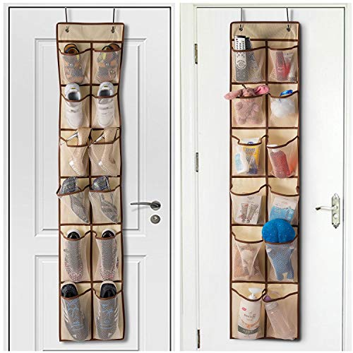 KEEPJOY Over The Door Shoe Organizer,Hanging Shoe Organizer 12 Mesh Pockets Shoe Organizer for Closet,Works Well for Men and Woman Kids Shoes Storage, 57.5×12.6inch(Beige) - Image 4