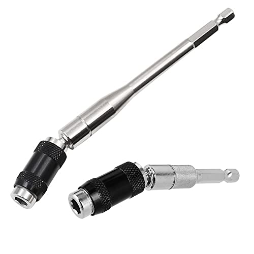 Saipe 2pcs Pivot Drill Bit Holder Set 1/4" Hex Pivoting Bit Tip Holder Quick Release Magnetic Screwdriver Bit Holder Screw Drill Tip Extension Rod for Tight Spaces or Corners, 88mm and 145mm Length - Image 1