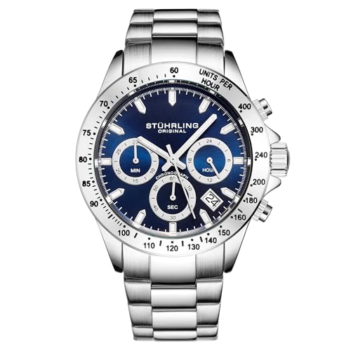 Stuhrling Original Stührling Original Men’s Chronograph Watch Stainless Steel Bracelet with Screw Down Crown and Water Resistant to 100 M. Analog Dial Quartz Movement - Image 1