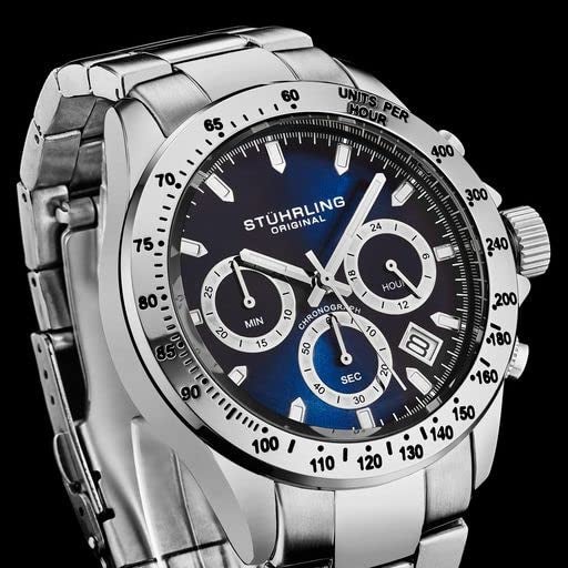 Stuhrling Original Stührling Original Men’s Chronograph Watch Stainless Steel Bracelet with Screw Down Crown and Water Resistant to 100 M. Analog Dial Quartz Movement - Image 2