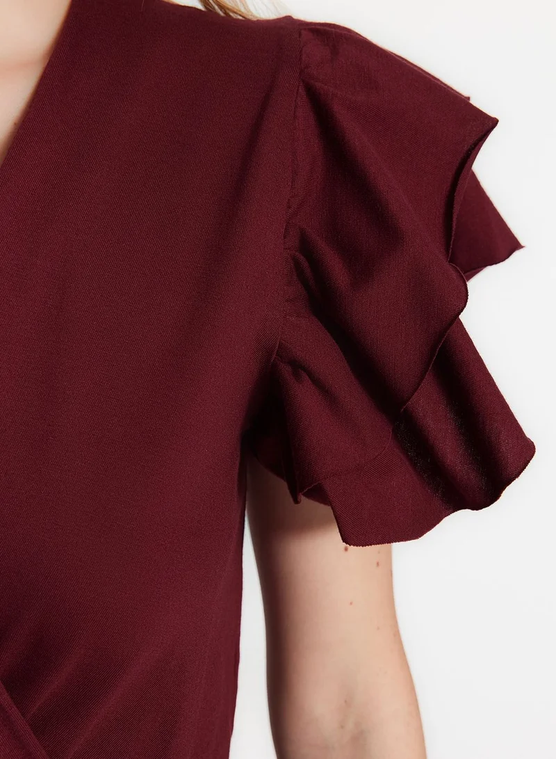 trendyol Ruffle Sleeve Tie Detail Dress