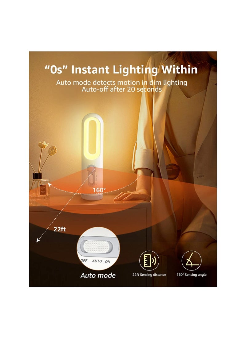 Y&D - Rechargeable Motion Sensor Night Light, 2-in-1 Portable LED Light Flashlight with Dusk to Dawn for Bedroom, Bathroom, Baby Nursery, Toilet, Reading, Camping, Hallway(Warm White,1 Pack) - Image 1