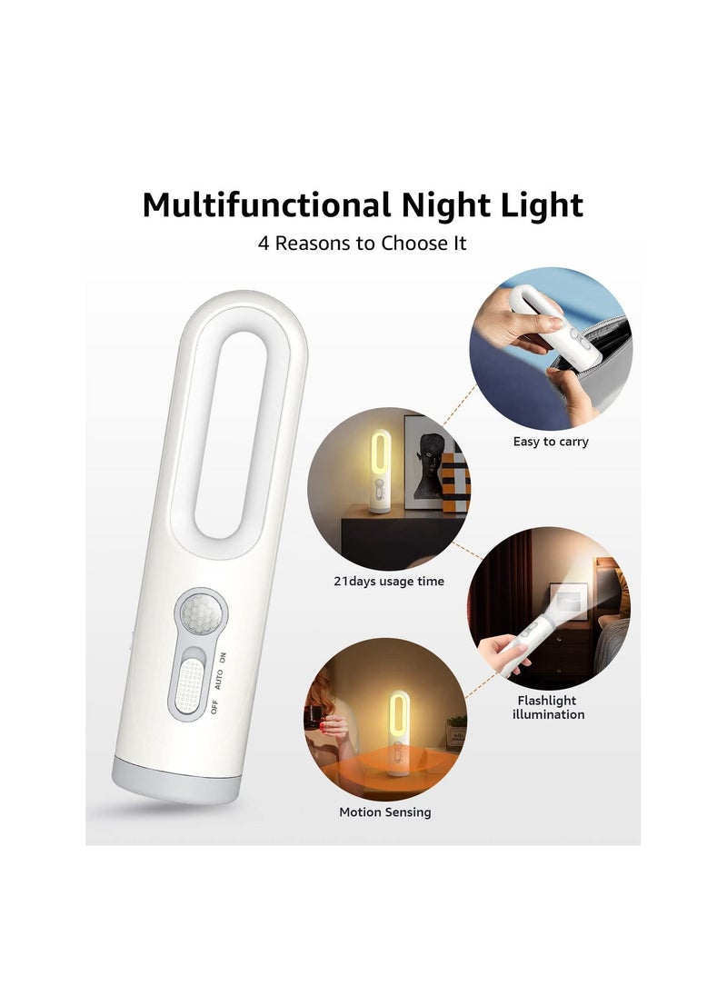 Y&D - Rechargeable Motion Sensor Night Light, 2-in-1 Portable LED Light Flashlight with Dusk to Dawn for Bedroom, Bathroom, Baby Nursery, Toilet, Reading, Camping, Hallway(Warm White,1 Pack) - Image 1