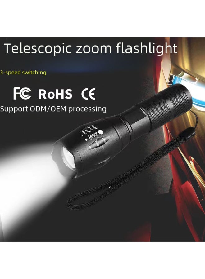 High-power T6 Aluminum Alloy Zoomable Multi-light Source Flashlight Outdoor Mini Torch Light Handheld Torch Light-Color:T6 White Light (excluding Battery And Charger)  - Image 1
