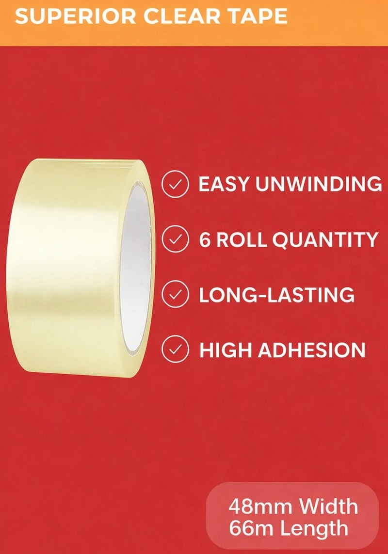 HarabiMed Clear Adhesive Tape 100 Yards – 2 Pc For Packing & Sealing - Image 3