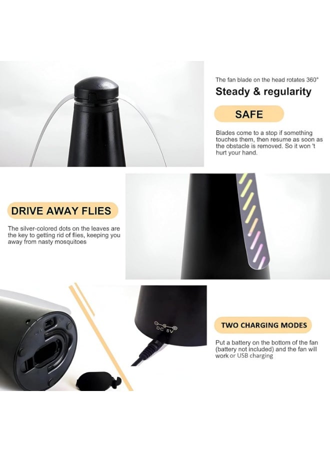 Plan A - Non-toxic fan effectively repels bugs from outdoor dining areas, ensuring your meals stay fly free, comes with a rechargeable battery for hassle-free outdoor use. - Image 1