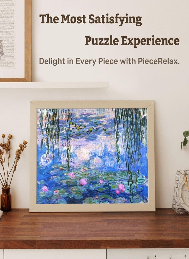 PieceRelax أحجية الصور المقطوعة البلاستيكية PieceRelax PieceClicks للبالغين 1000 قطعة - مونيه - زنابق الماء - 25.2 × 18.9 بوصة، من أكثر ألعاب الطاولة إرضاءً، لا حاجة إلى غراء [U1114] - Image 2