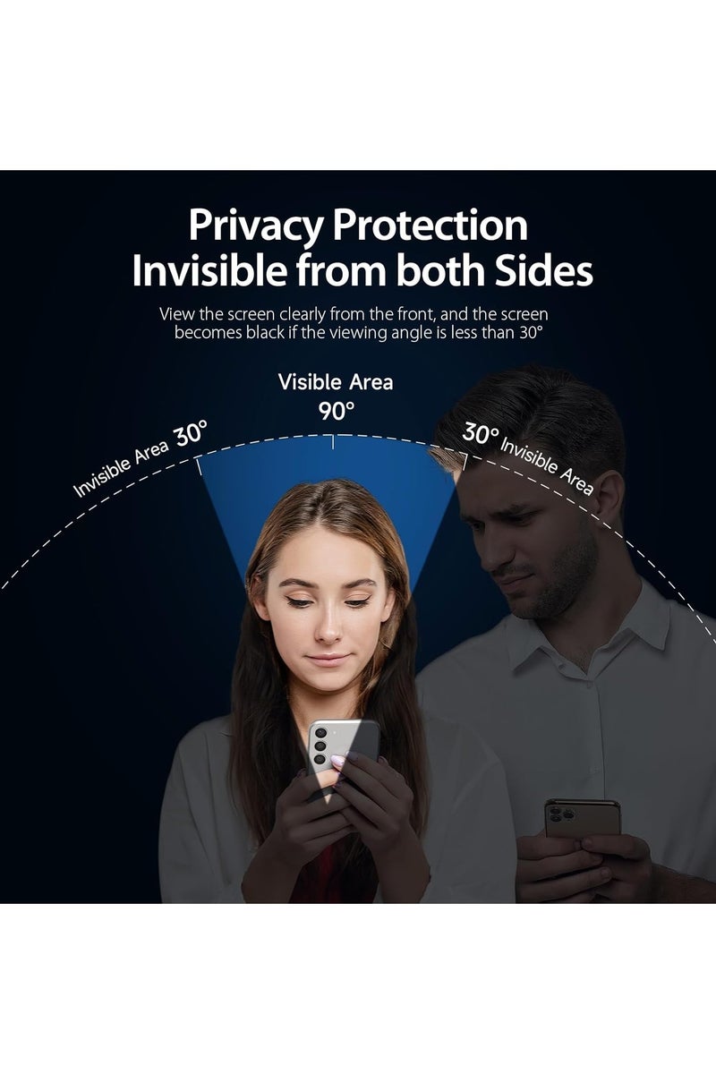 دوكس دوتشيز واقي شاشة من الزجاج المقوى، متوافق مع هاتف سامسونج S22 بلس، واقي شاشة شفاف بحافة سوداء وتغطية كاملة (الخصوصية) - Image 2
