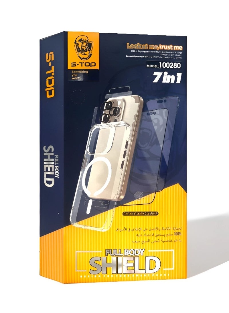 S-TOP باقة الحماية الكاملة لجهاز Samsung Galaxy S23 Ultra، حماية كاملة لجهازك ضد الخدوش والسقوط (7 في 1)، الحزمة الأصلية من S-TOP