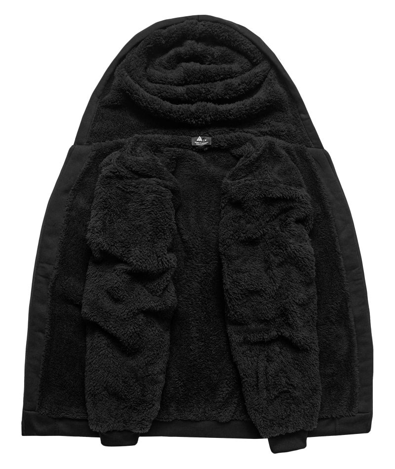SCODI Hoodies for Men Heavyweight Fleece Sweatshirt - Full Zip Up Thick Sherpa Lined Hooded Sweatshirts Black X-Large - Image 2