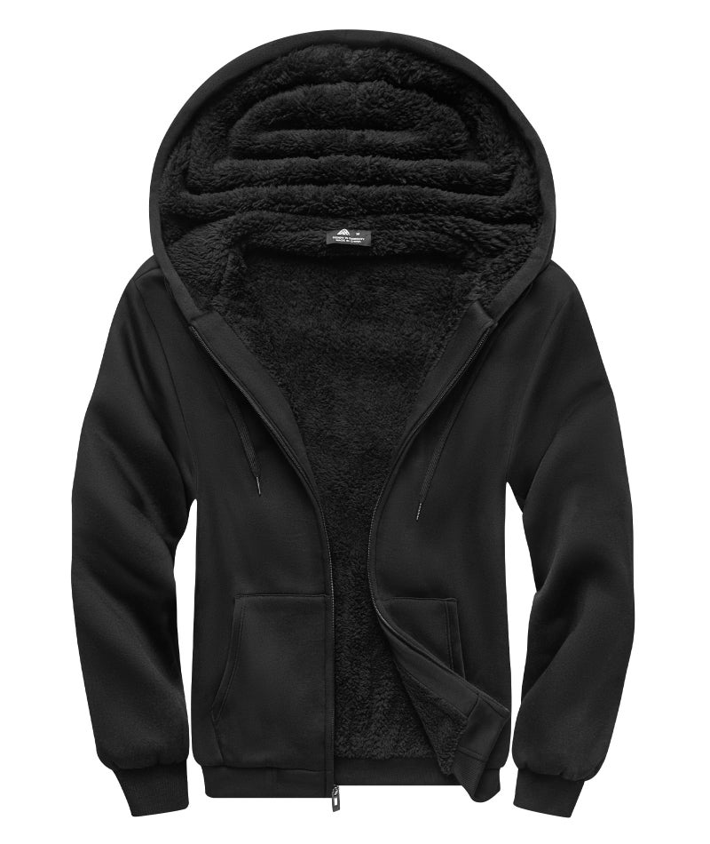 SCODI Hoodies for Men Heavyweight Fleece Sweatshirt - Full Zip Up Thick Sherpa Lined Hooded Sweatshirts Black X-Large - Image 1