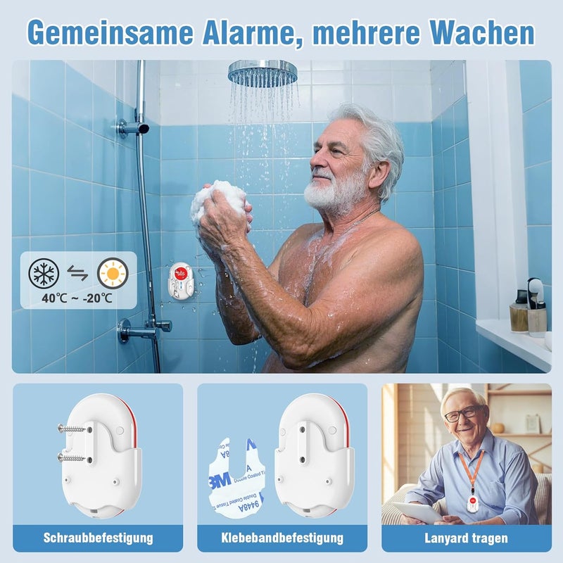 ChunHee Tuya Smart WiFi Emergency Bell for Elderly Disabled Patients 1 SOS Emergency Button 1 Receiver (4 Buttons + 1 Receiver (Rechargeable) - Image 4