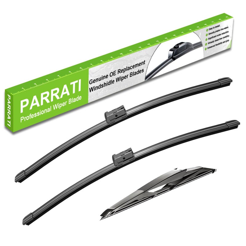PARRATI High Performance Premium AllSeason Automotive Windshield Wipers with Rear Wiper Blades Replacement for Mercedes Benz ML GL GLE GLS ML350 GL350 GLE350Easy DIY Install 262312 Set of 3