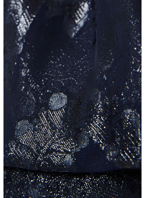 امري One Sleeve Aysmmetric Metallic Chiffon Dress
