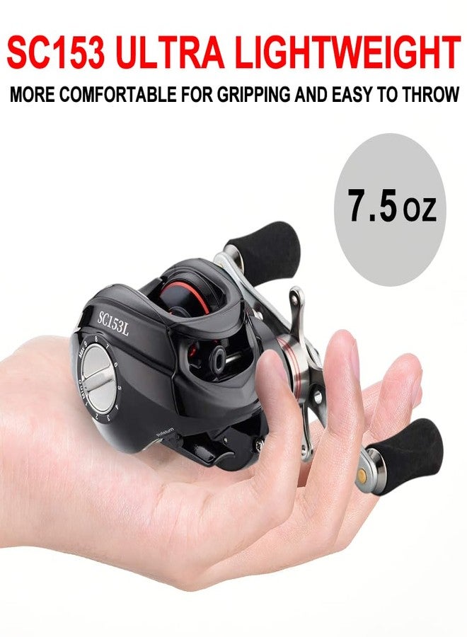 FISHDROPS (YL-SC153-R) - Baitcaster Reel Light Weight with Smooth Drag Systems Baitcasting Reels Gear Ratio 7.0:1 Affordable Low Profile Bait Caster - Image 2