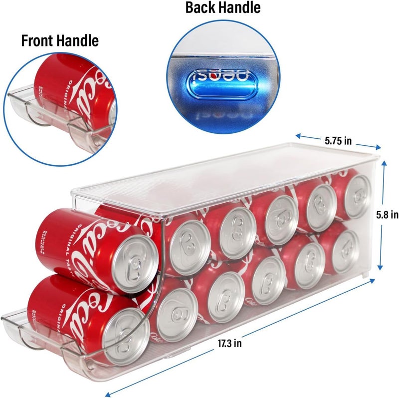 ShelfShaper Soda Can Organizer with Lids, Stackable Soda Can Dispenser for Refrigerator, Clear Can Holder Organization and Storage Bins for Fridge, Kitchen, Countertop, Drink Pantry Organizers, Holds 12 Cans Each - Image 3