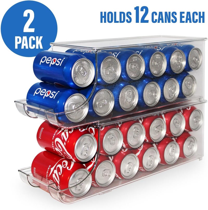 ShelfShaper Soda Can Organizer with Lids, Stackable Soda Can Dispenser for Refrigerator, Clear Can Holder Organization and Storage Bins for Fridge, Kitchen, Countertop, Drink Pantry Organizers, Holds 12 Cans Each - Image 5