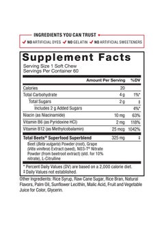 Total Beets Soft Chews with Beetroot, Nitrates, L-Citrulline, Grapeseed Extract Superfood, 180 Count, 3-Pack - pzsku/ZD60CD7BFD481E9AB968FZ/45/_/1715484339/a78c3afc-739b-4bab-ac31-c8b4784a4661