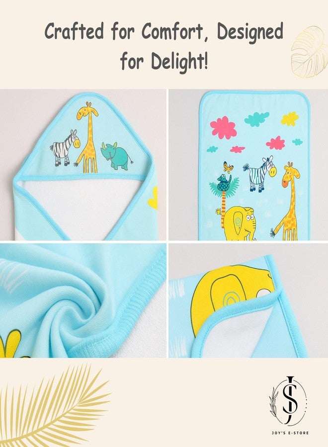 JOY'S E-STORE Super Soft Cotton Hooded Baby Towel � 90x55 cm | Lightweight & Skin-Friendly Bath Towel for Newborns, Infants & Toddlers (0�2 Years) | Quick Absorbent & Travel Friendly | (Blue) - Image 4