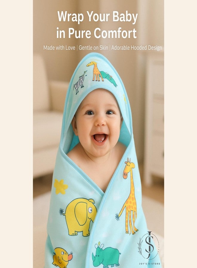JOY'S E-STORE Super Soft Cotton Hooded Baby Towel � 90x55 cm | Lightweight & Skin-Friendly Bath Towel for Newborns, Infants & Toddlers (0�2 Years) | Quick Absorbent & Travel Friendly | (Blue) - Image 2