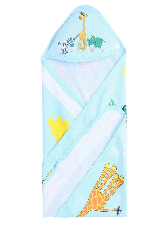 JOY'S E-STORE Super Soft Cotton Hooded Baby Towel � 90x55 cm | Lightweight & Skin-Friendly Bath Towel for Newborns, Infants & Toddlers (0�2 Years) | Quick Absorbent & Travel Friendly | (Blue) - Image 1