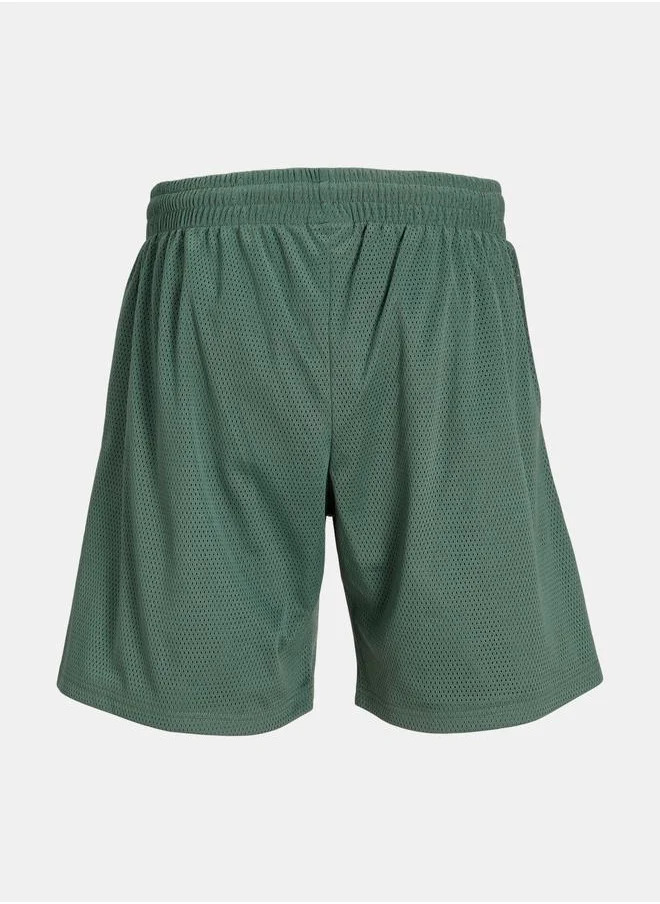 JACK & JONES Logo Print Mesh Shorts with Elastic Waistband