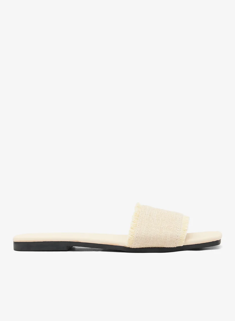 Fringe Detail Flat Sandals