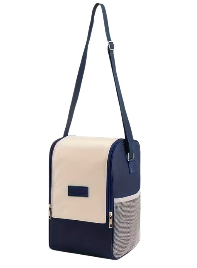 هابي هوم حقيبة تبريد معزولة محمولة حقيبة غداء كروس مانعة للتسرب حقيبة حفظ الطعام والمشروبات الساخنة والباردة محمولة قابلة للطي من قماش أكسفورد للعمل والمدرسة والتخييم والسفر- أزرق غامق - Image 2