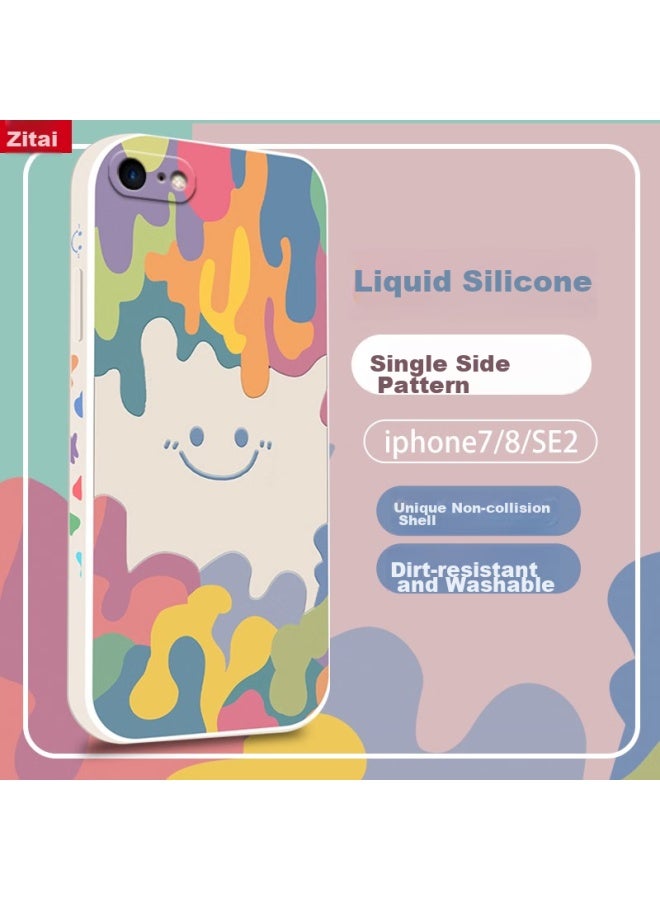 Zitai, Suitable For Apple 7/8/se2 Phone Case, Liquid Silicone Iphone 7/8/se2 Protective Cover, Painted Creative Anti-drop Soft Case , White - Image 1