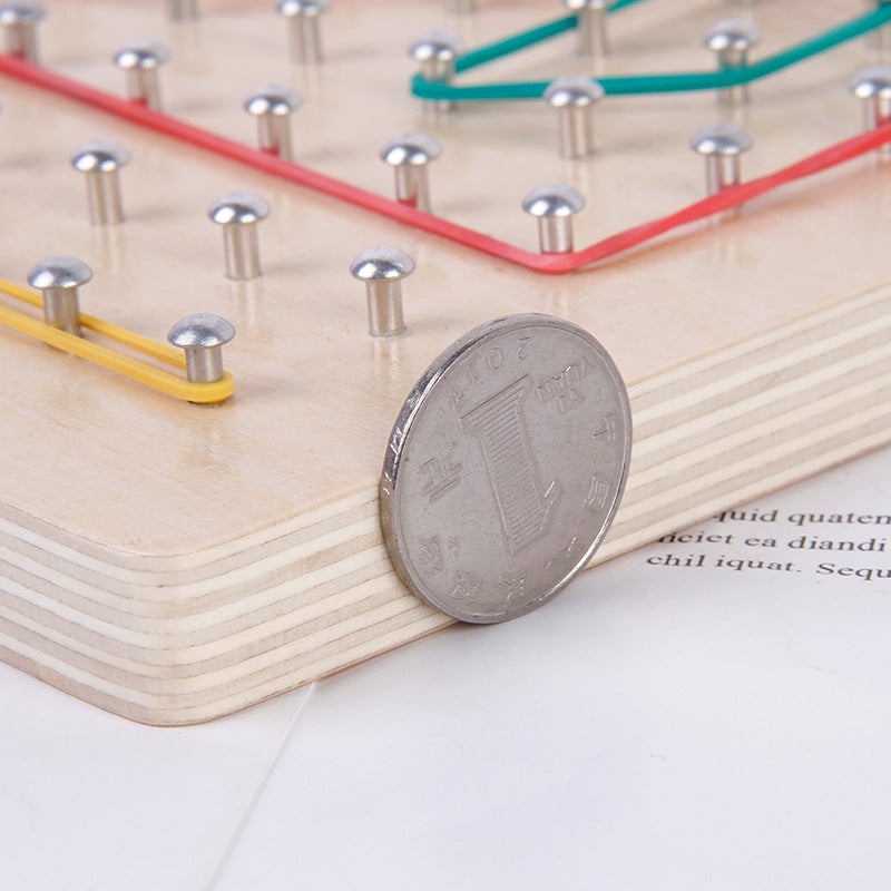 Wooden Early Education Mathematics Nail Board Geometry With Card Graphics Creative Rubber Band Nail Board Kindergarten Montessori Teaching Aids - Image 4
