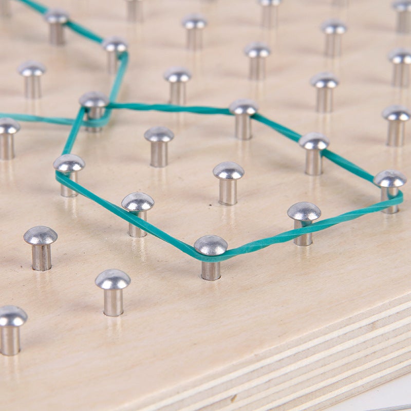 Wooden Early Education Mathematics Nail Board Geometry With Card Graphics Creative Rubber Band Nail Board Kindergarten Montessori Teaching Aids - Image 5