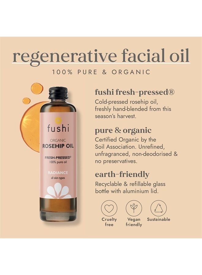 Fushi Rosehip Seed Organic Oil 100ml Extra Virgin, Biodynamic Harvested Cold Pressed
