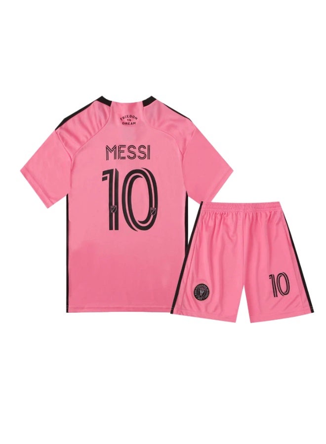 ميسي 2025 ميامي المنزل كرة القدم رياضية #10 ميسي كرة القدم جيرسي السراويل دعوى الأطفال حجم هدية للجماهير والأصدقاء - Image 1