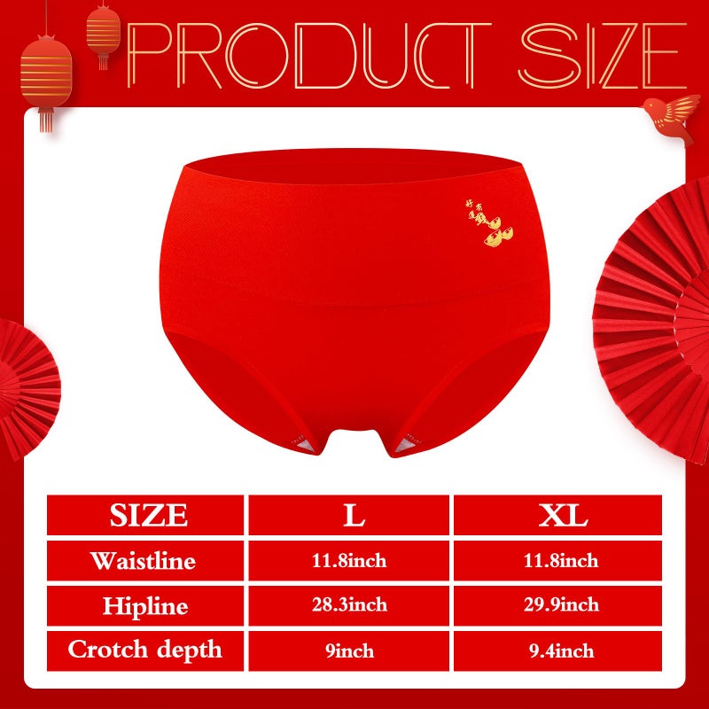 Glitopper 4 Pack Chinese New Year of Horse Red Cotton Underwear for Women Fu Fortune Spring Festival New Year Gifts for Women(L) - Image 4