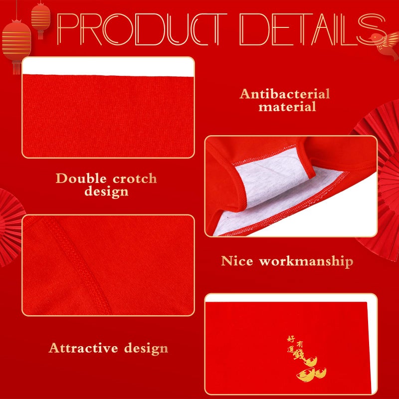 Glitopper 4 Pack Chinese New Year of Horse Red Cotton Underwear for Women Fu Fortune Spring Festival New Year Gifts for Women(L) - Image 5