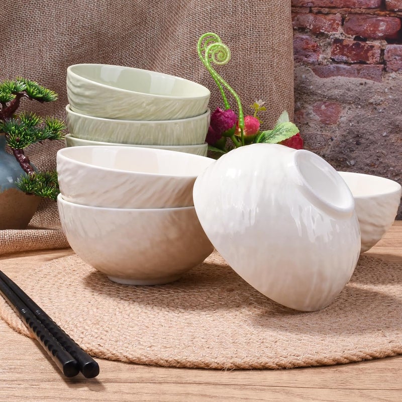 LMRLCS Ceramic Rice Bowls Set of 4 Porcelain Cereal Bowls Sushi Bowls Sauce Bowls 4.5 Inch (Light yellow) - Image 4