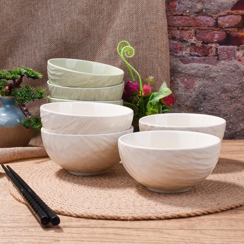 LMRLCS Ceramic Rice Bowls Set of 4 Porcelain Cereal Bowls Sushi Bowls Sauce Bowls 4.5 Inch (Light yellow) - Image 5