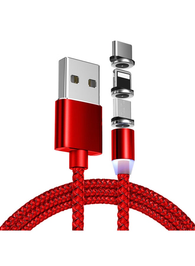 Zitai Magnetic Data Cable 3-in Apple Type-c/android Magnetic Fast Charging Phone Charger Cable For Iphone 14/13/12, Huawei, Xiaomi, Honor, 2 Meters, Red - Image 3