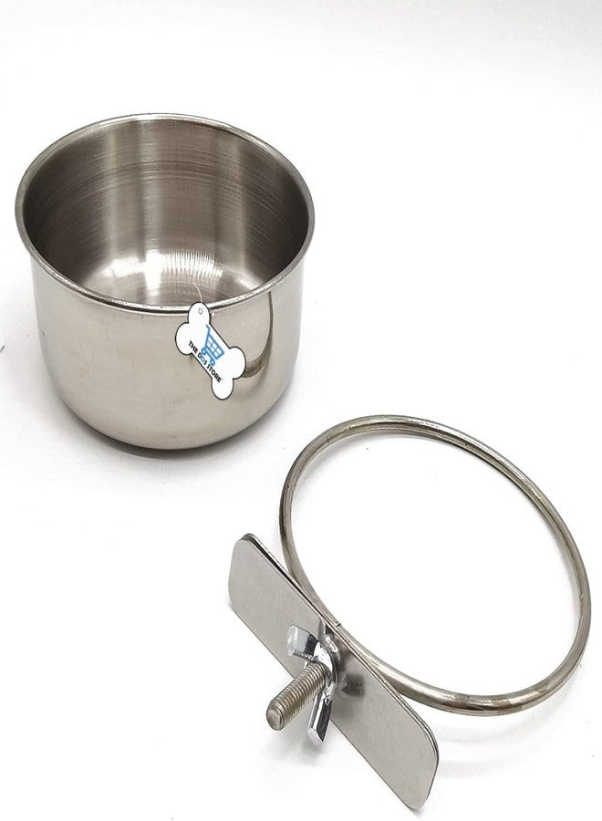 The DDS Store Stainless Steel Dog Bowl Removable Hanging Food Water Pets Cage Coop Cup Large Cat Puppy Birds Food Bowl-850 ml (Pack of 1) - Image 5