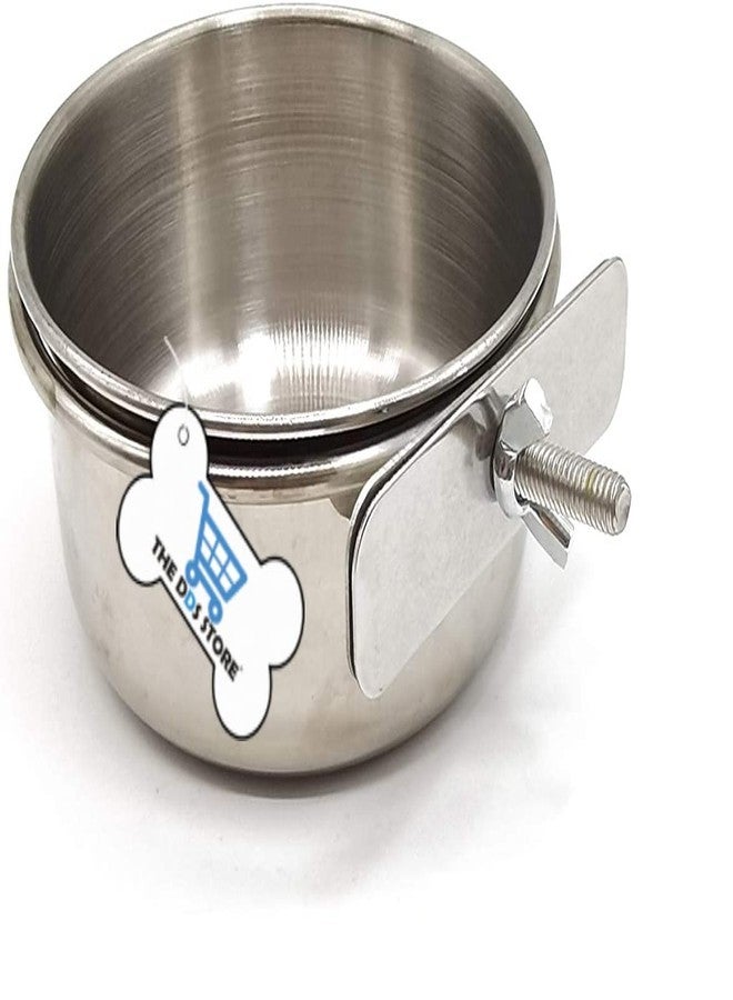 The DDS Store Stainless Steel Dog Bowl Removable Hanging Food Water Pets Cage Coop Cup Large Cat Puppy Birds Food Bowl-850 ml (Pack of 1) - Image 1