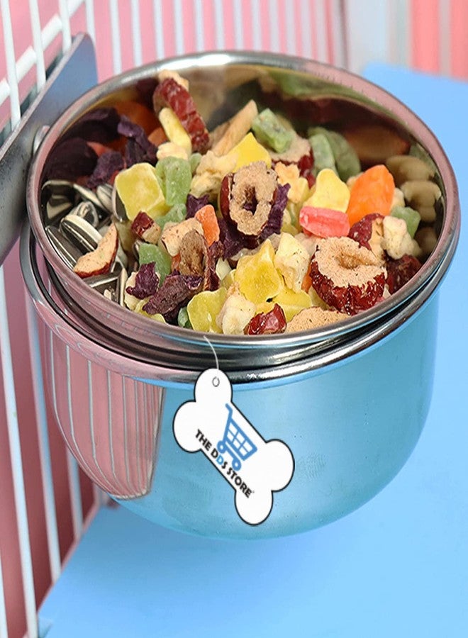 The DDS Store Stainless Steel Dog Bowl Removable Hanging Food Water Pets Cage Coop Cup Large Cat Puppy Birds Food Bowl-850 ml (Pack of 1) - Image 4